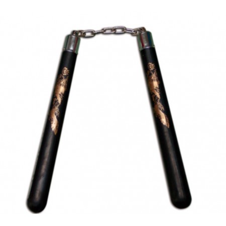 Solid rubber nunchaku with chain