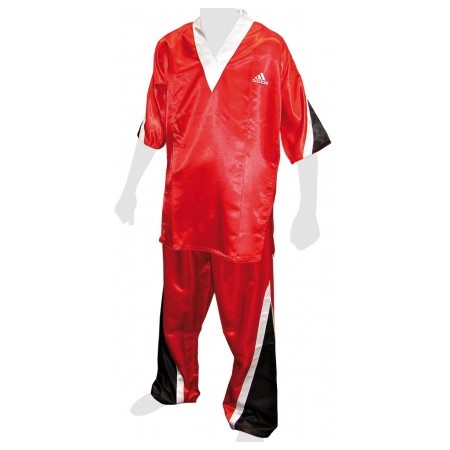 Uniforme da Kick Boxing rosso e nero in satin Adidas